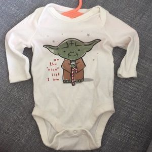 🎄babyGap Yoda Christmas bodysuit,0-3 months